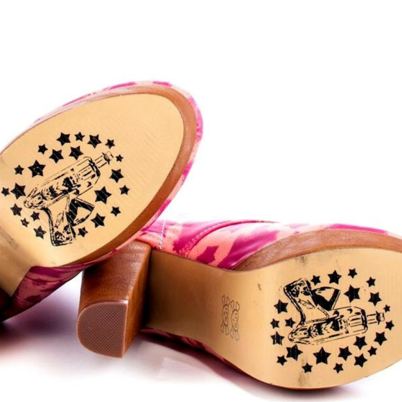 StarShip PLATFORM Lace Up BOOT STAR Boot Wood Heel - Picture 3 of 8